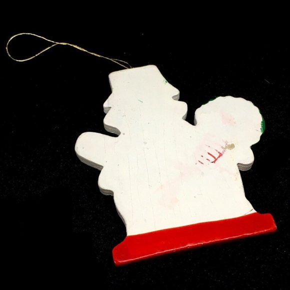 Vintage 1960s Lot of 5 Folk Art Handmade Wooden Christmas Tree Ornaments Santa - Picture 9 of 9